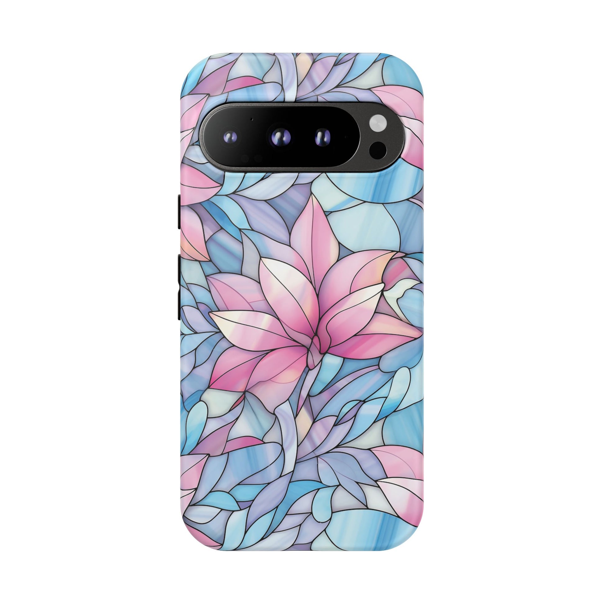 Google Pixel 9 Pro phone case - Pink Flower Stained Glass