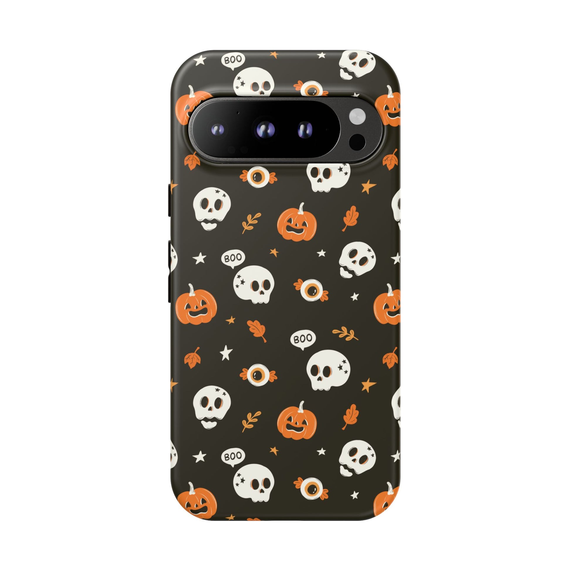 Google Pixel 9 Pro phone case - Pumpkin and Cute Skulls Pattern