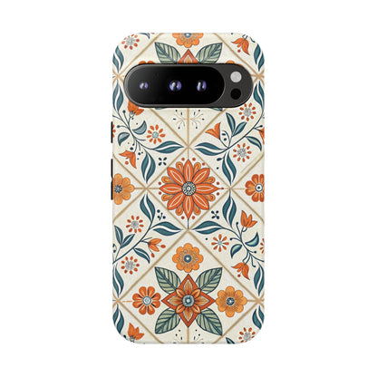 Google Pixel 9 Pro phone case - Tiles Floral Pattern