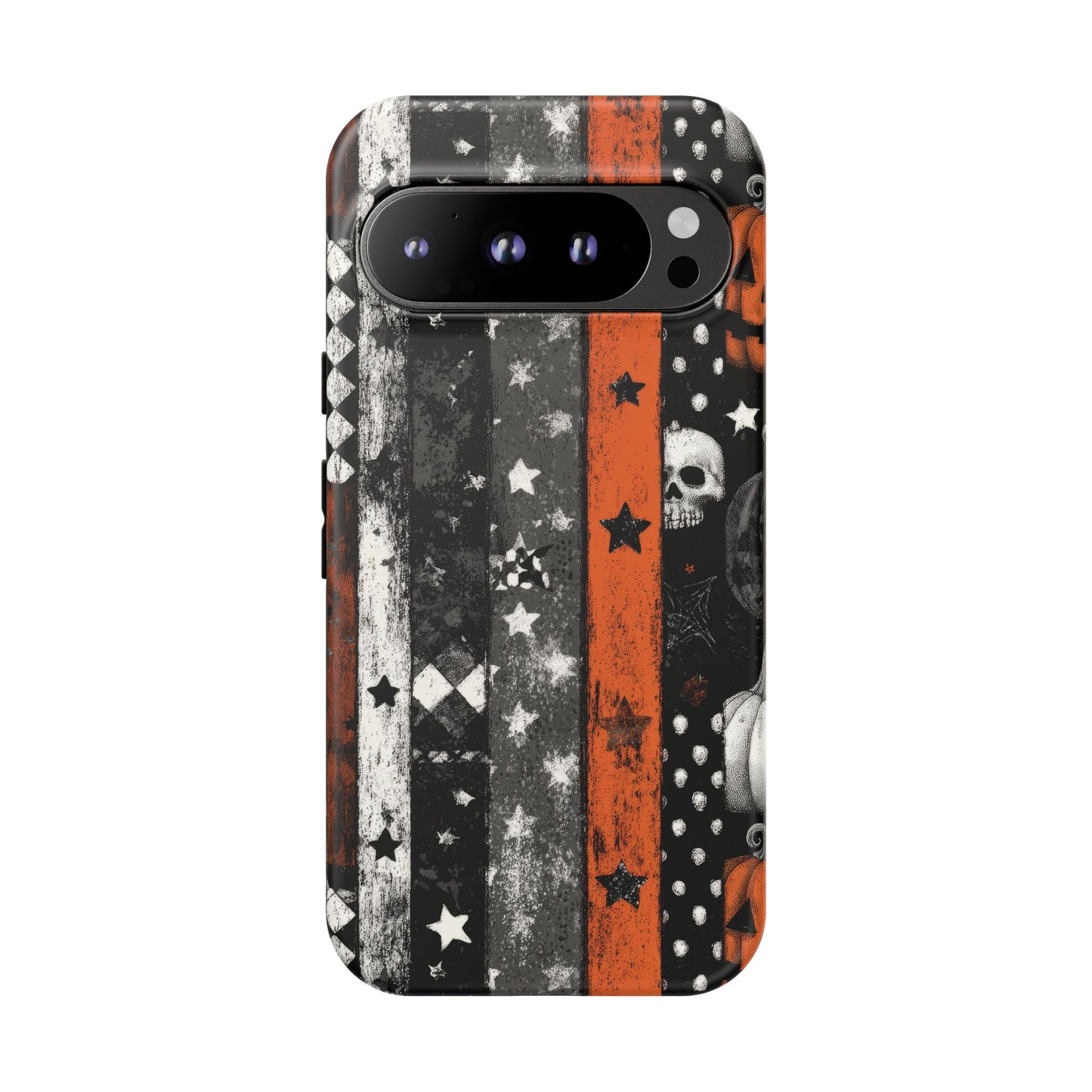 Google Pixel 9 Pro phone case - 
Vintage Collage Pumpkin Skull Pattern