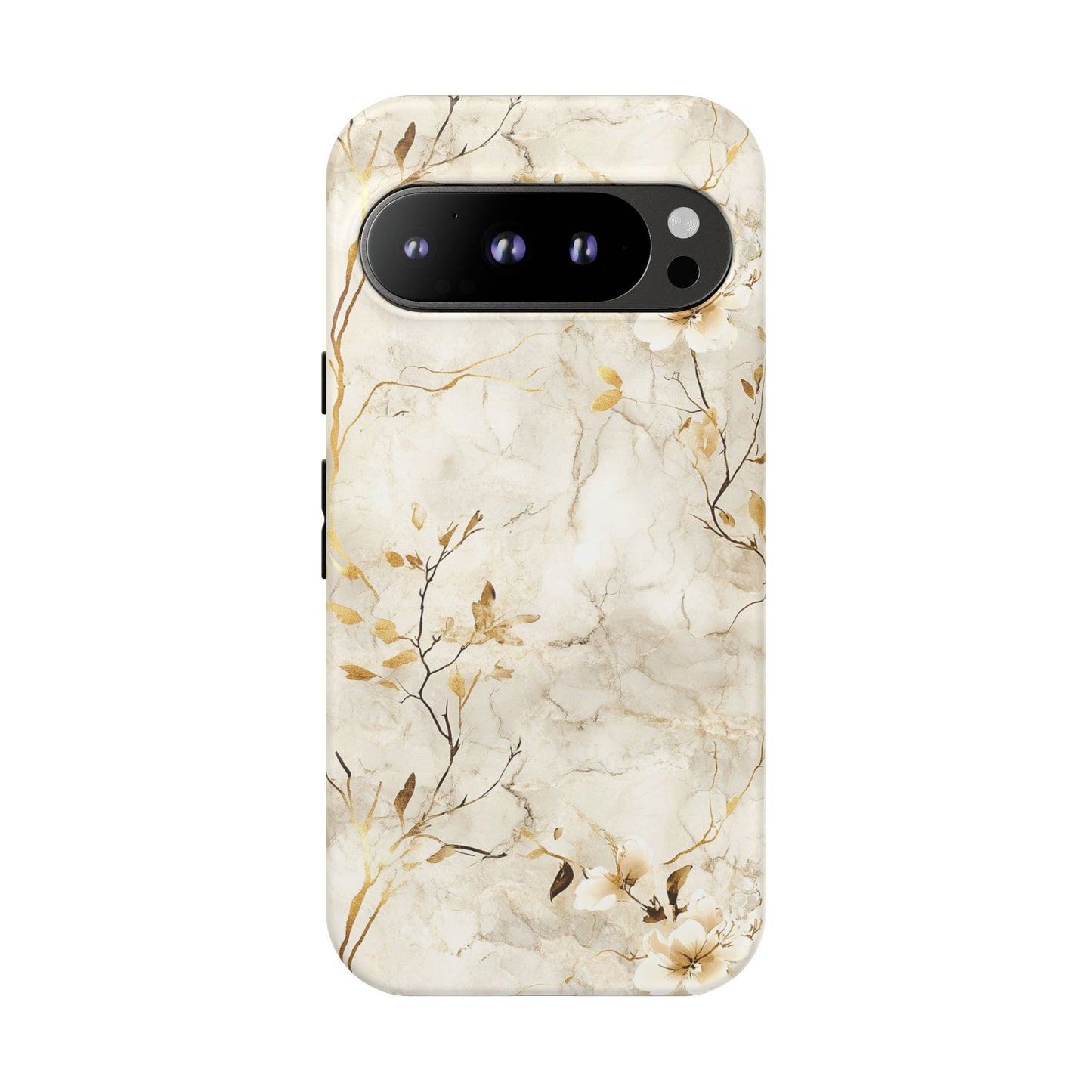 Google Pixel 9 Pro phone case - White Flora Marble