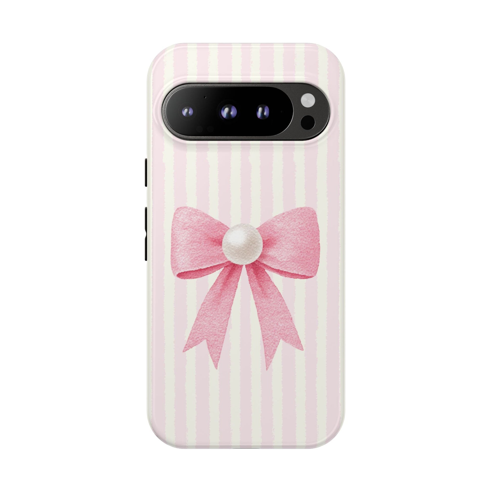 Hyper-feminine pearl bow tough case for Pixel