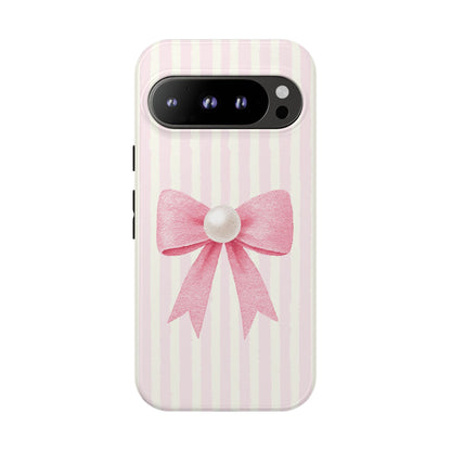 Hyper-feminine pearl bow tough case for Pixel