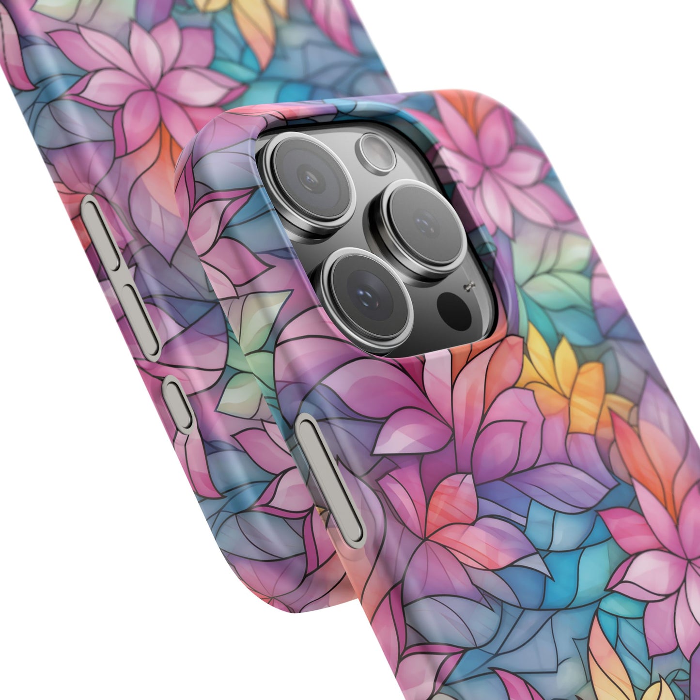iPhone 16 Pro snap phone case close up - Blossom Stained Glass