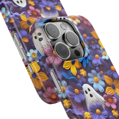 iPhone 16 Pro snap phone case close up - Clay Flowers & Ghosts