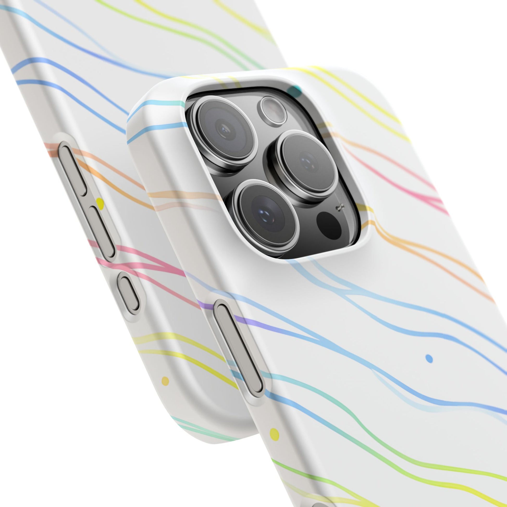 iPhone 16 Pro snap phone case close up - Colourful Curved Lines