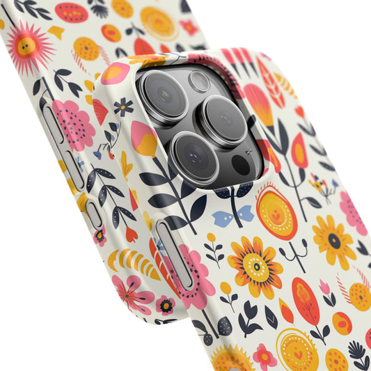 iPhone 16 Pro snap phone case close up - Colourful Floral Pattern