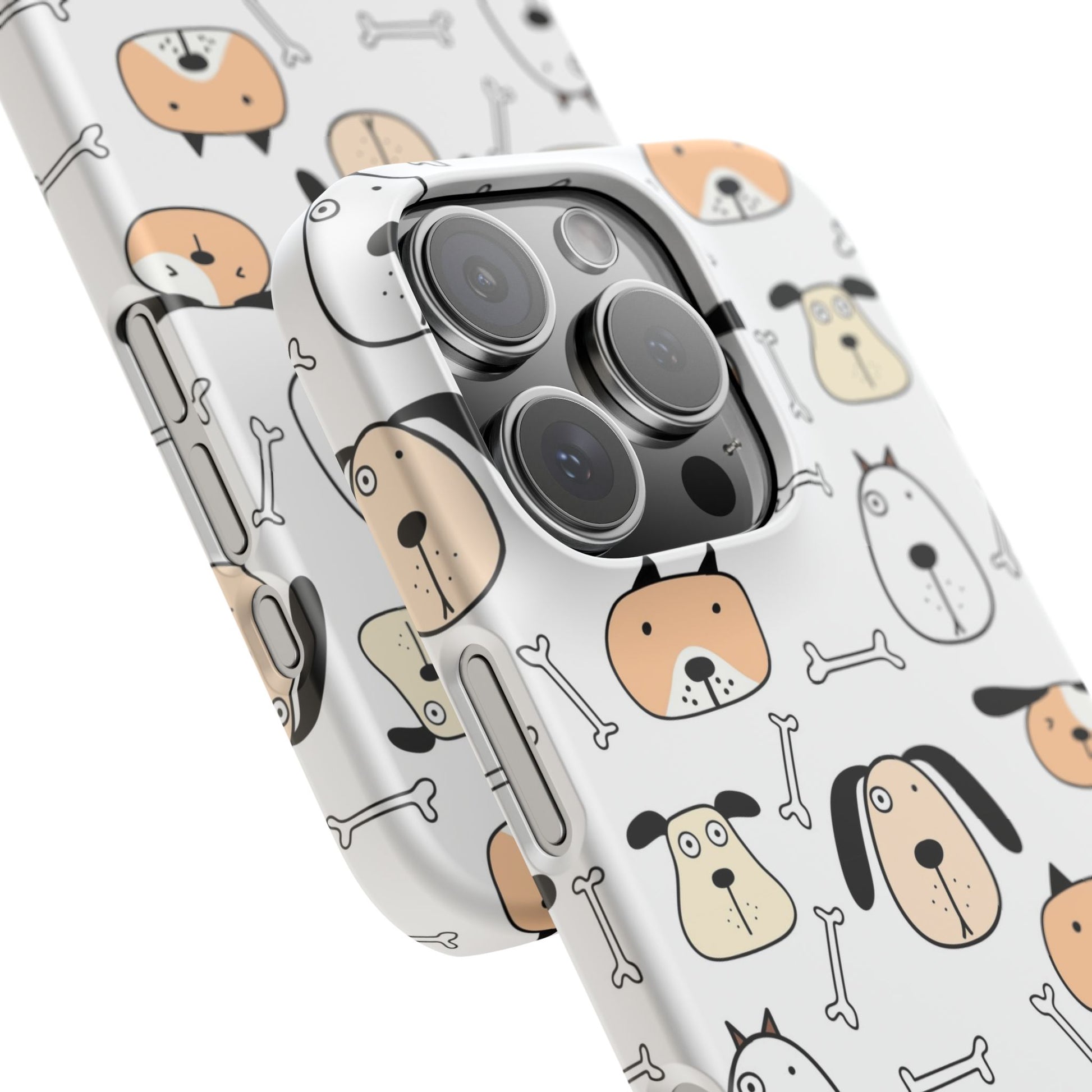 iPhone 16 Pro snap phone case close up - Cute Dogs and Bones