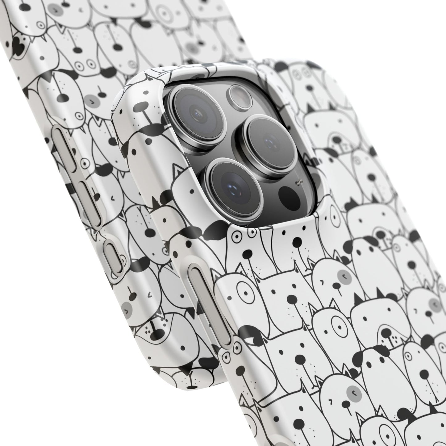 iPhone 16 Pro snap phone case close up - Cute Dogs Drawing