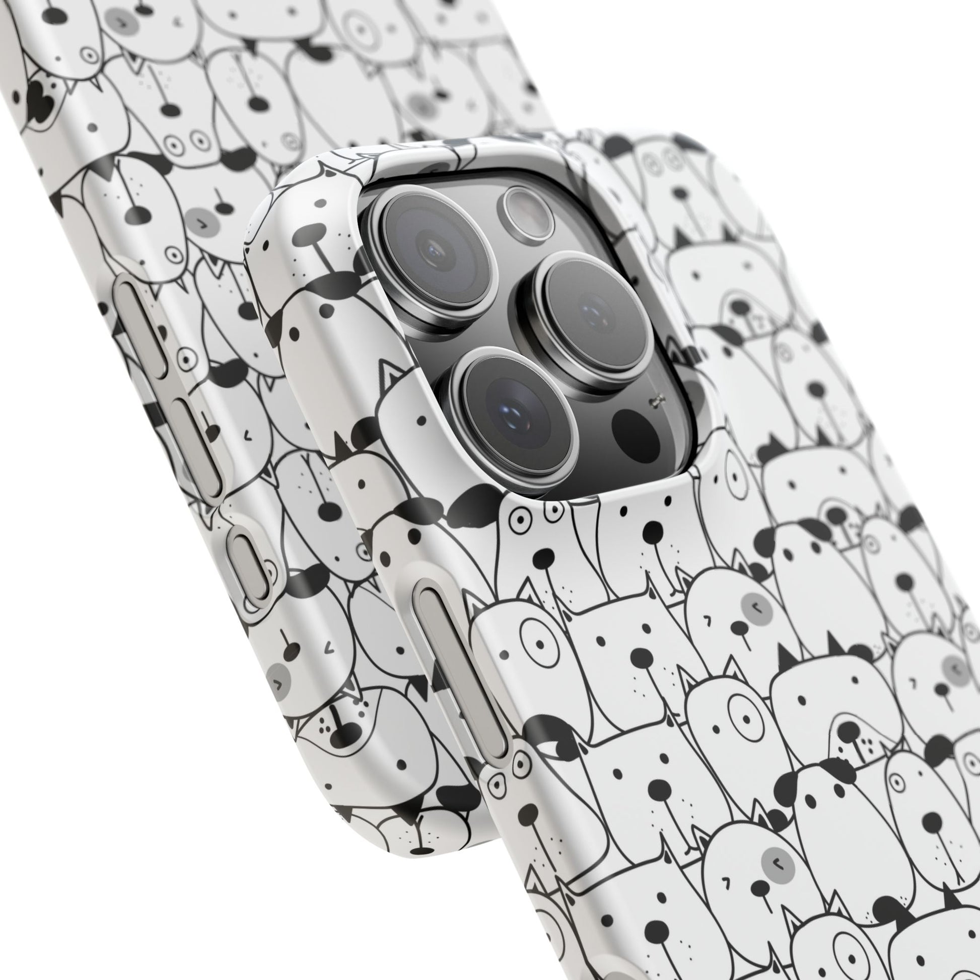 iPhone 16 Pro snap phone case close up - Cute Dogs Drawing