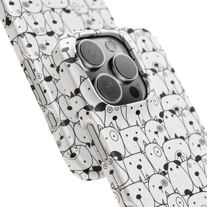 iPhone 16 Pro snap phone case close up - Cute Dogs Drawing