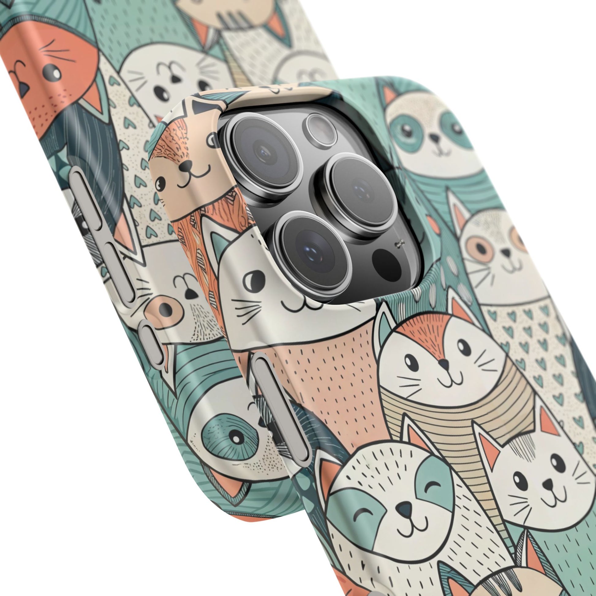 iPhone 16 Pro snap phone case close up - Group of Cute Animals