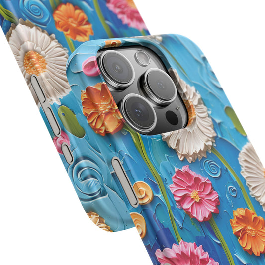 iPhone 16 Pro snap phone case close up -Oil Painting Flora