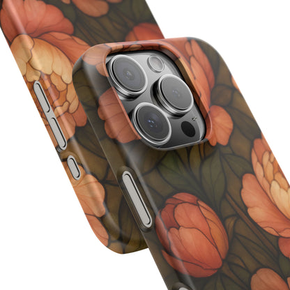 iPhone 16 Pro snap phone case close up - Peony Stained Glass