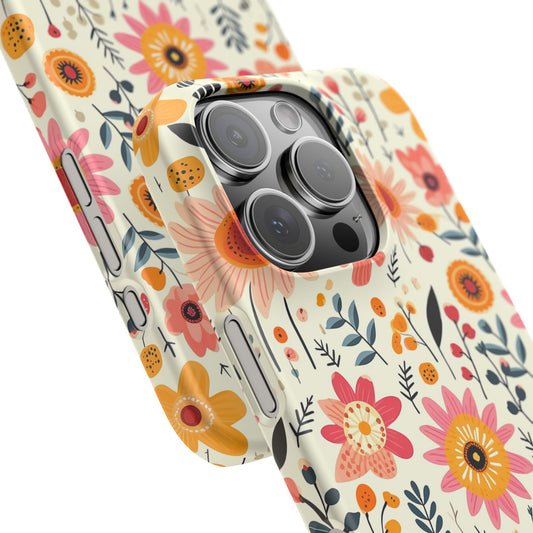 iPhone 16 Pro snap phone case close up - Playful Bloom Motif