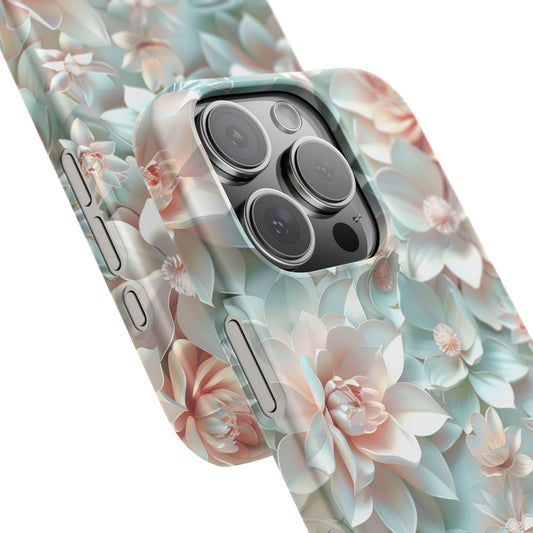 iPhone 16 Pro snap phone case close up - Realistic Pastel Flowers
