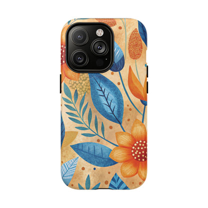iPhone 14 Pro magsafe phone case - Orange Blue Floral
