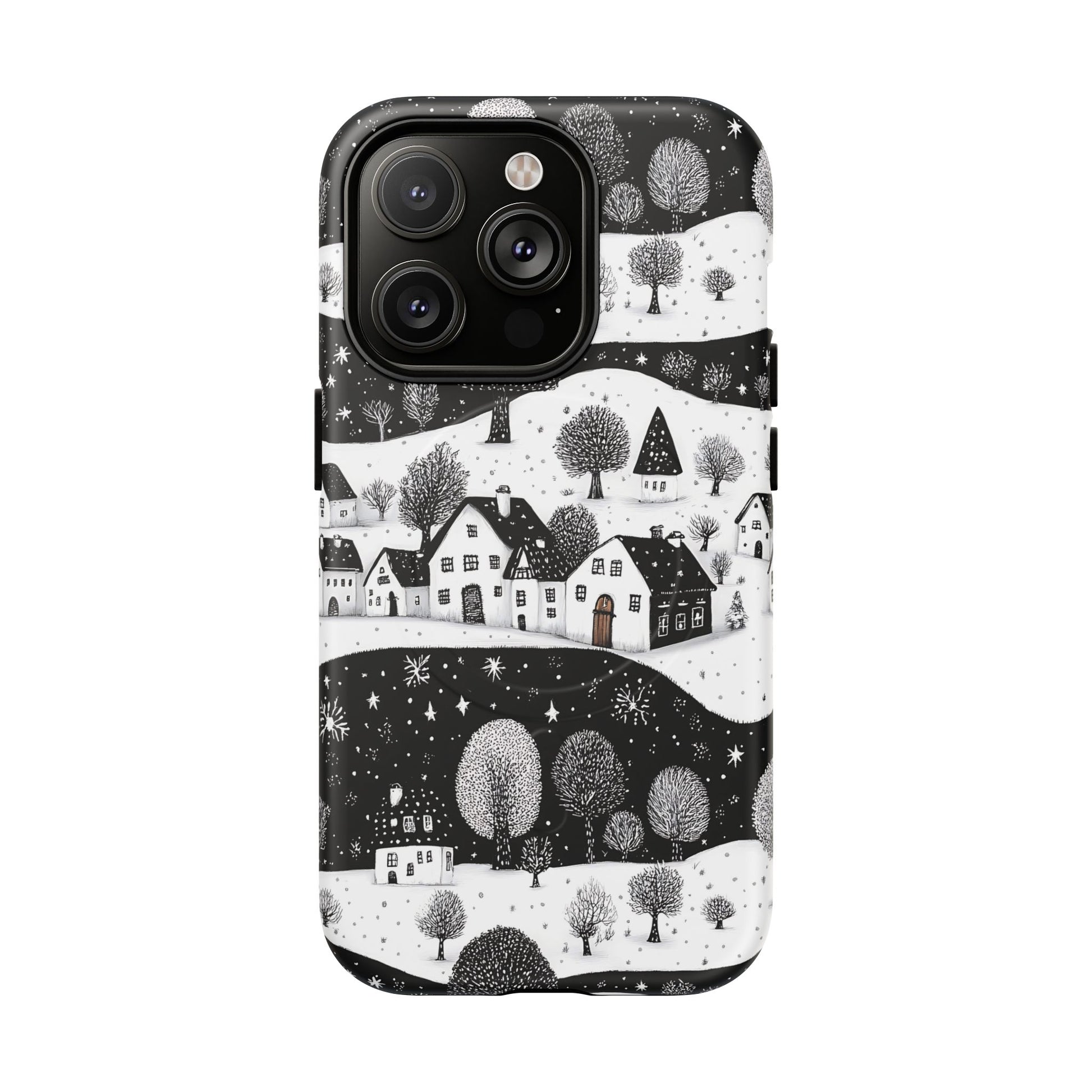iPhone 14 Pro magsafe phone case - Winter Village Night