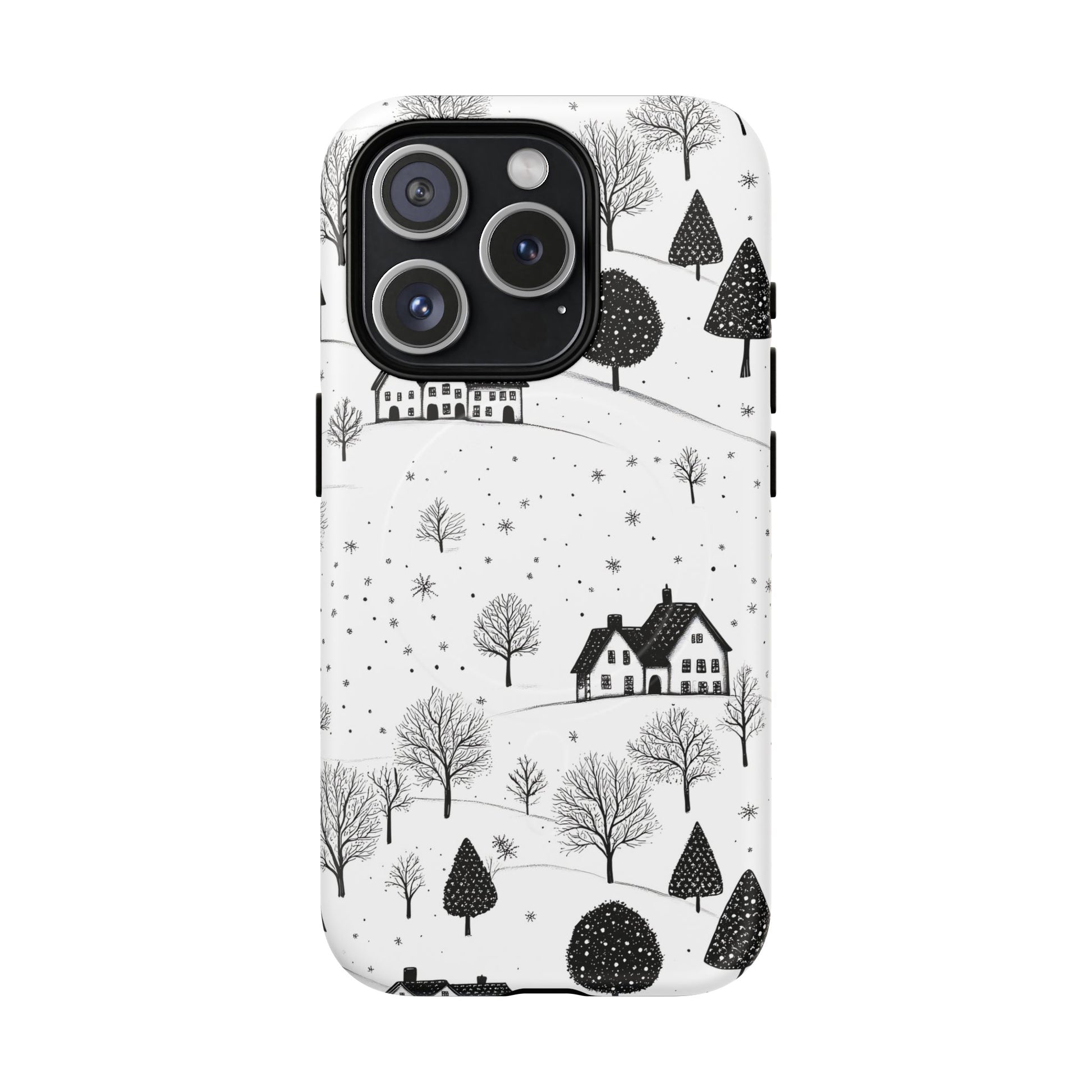 iPhone 15 Pro magsafe phone case - Snowy Village