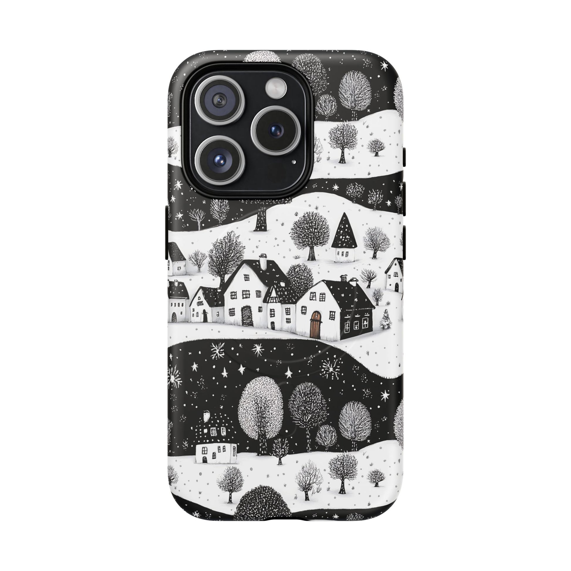 iPhone 15 Pro magsafe phone case - Winter Village Night