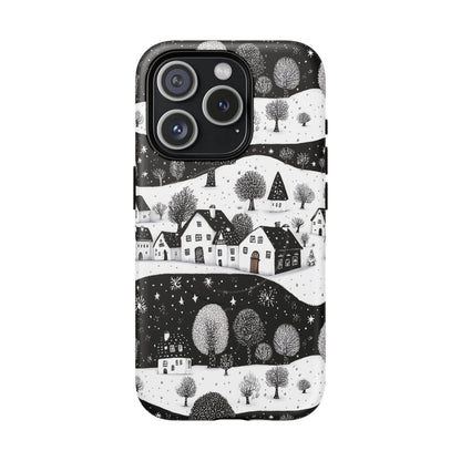 iPhone 15 Pro magsafe phone case - Winter Village Night