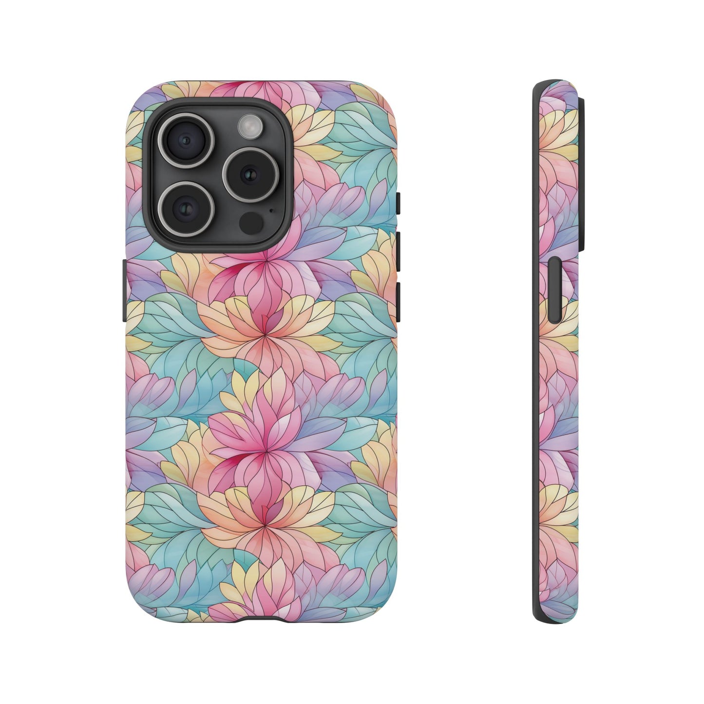 iPhone 15 Pro phone case - Colourful Flower Stained Glass