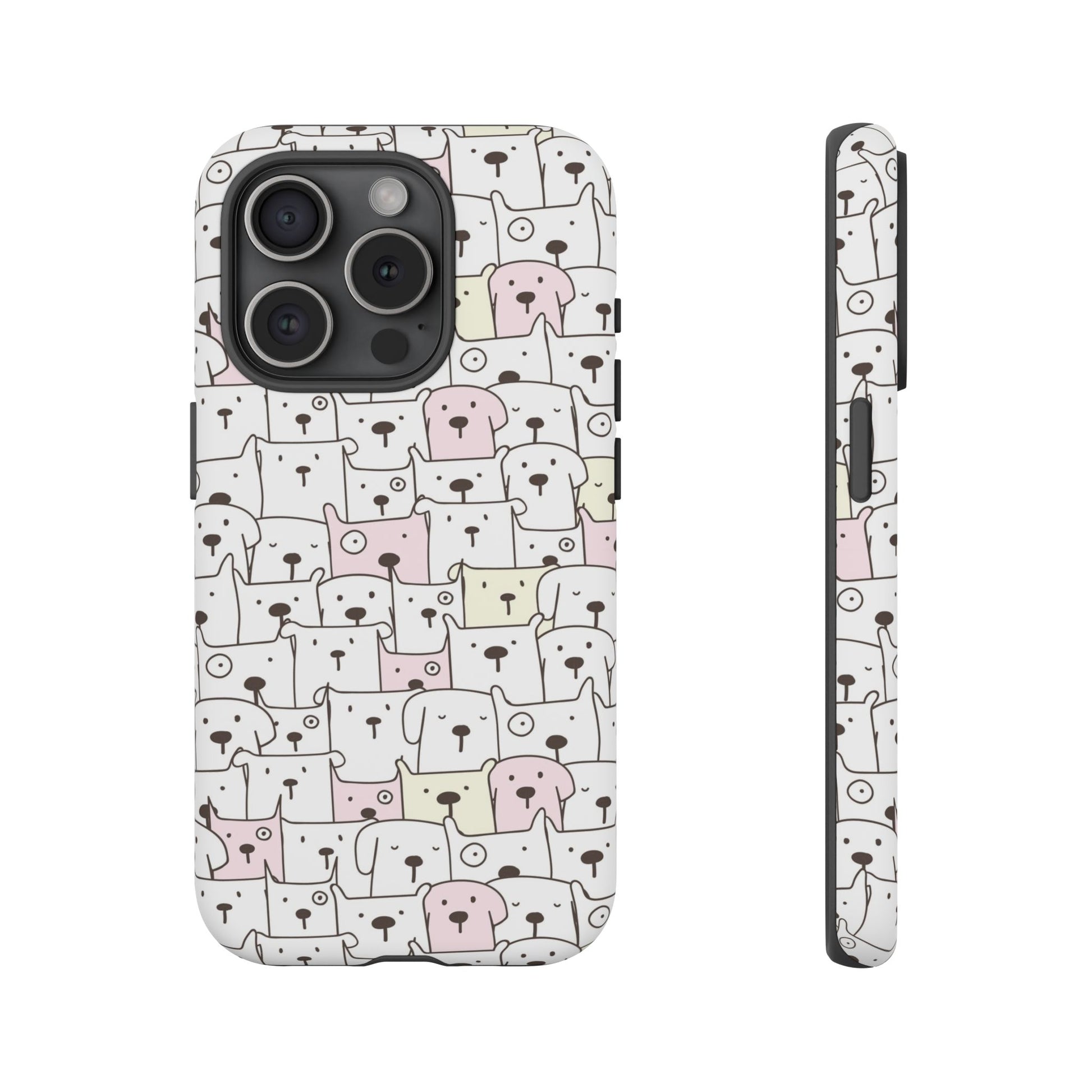 iPhone 15 Pro phone case - Cute Yellow Pink Dogs Drawing