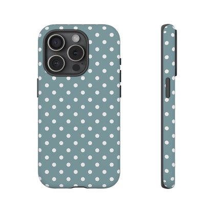 iPhone 15 Pro phone case - Dusty Blue Polka