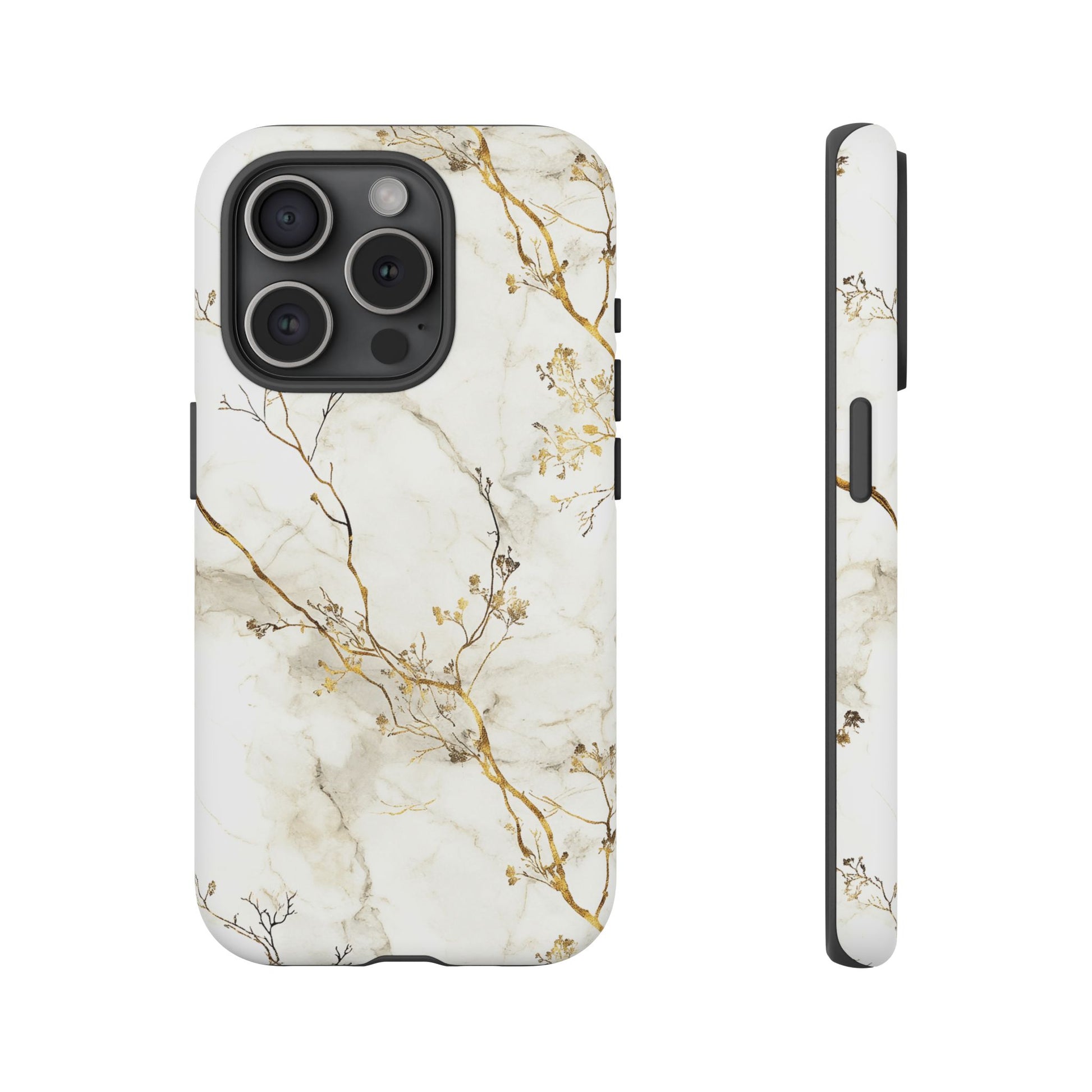 iPhone 15 Pro phone case - Gold Branches Marble