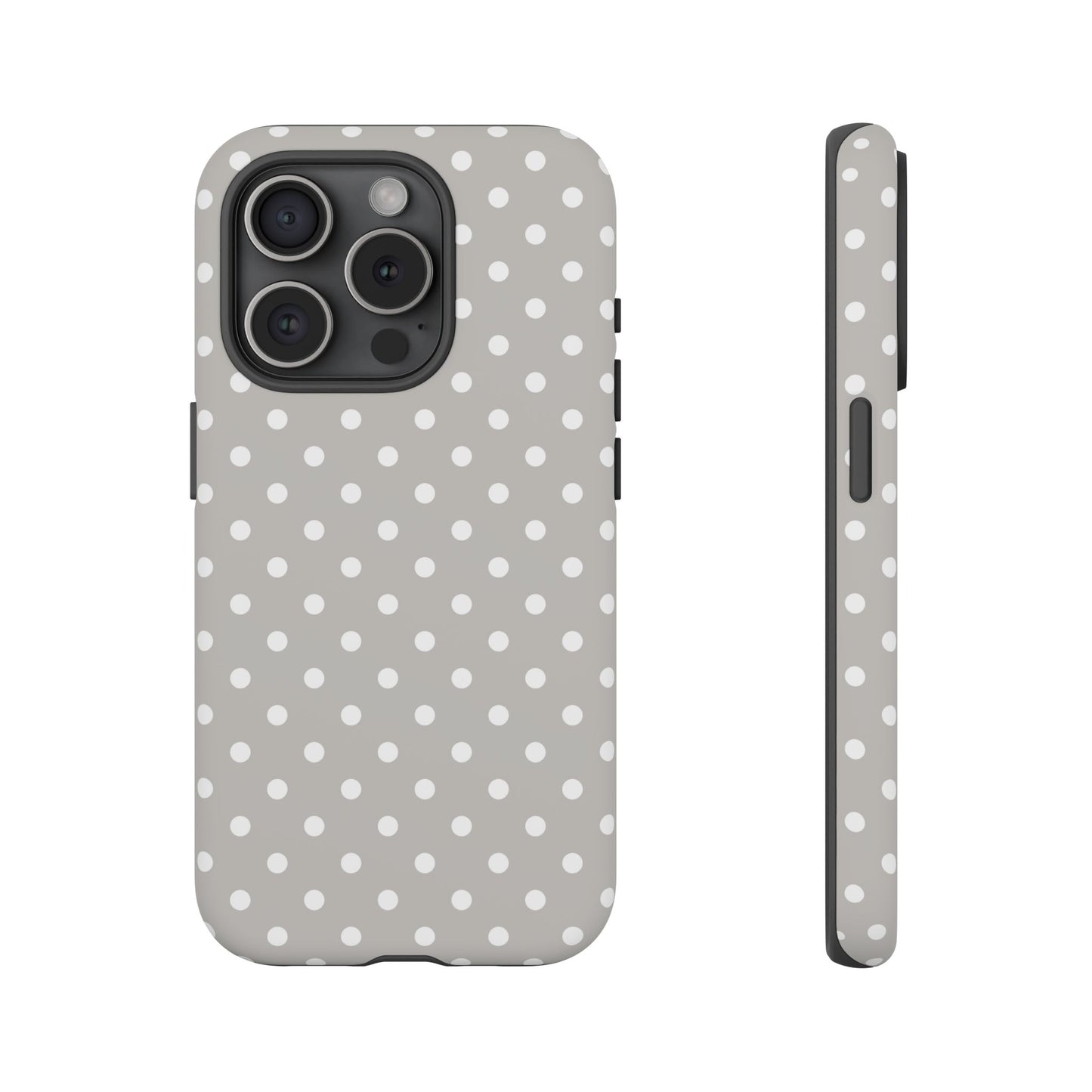 iPhone 15 Pro phone case - Grey Colour Polka Dots