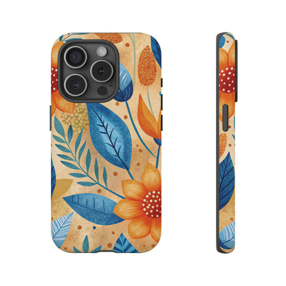 iPhone 15 Pro phone case - Orange Blue Floral
