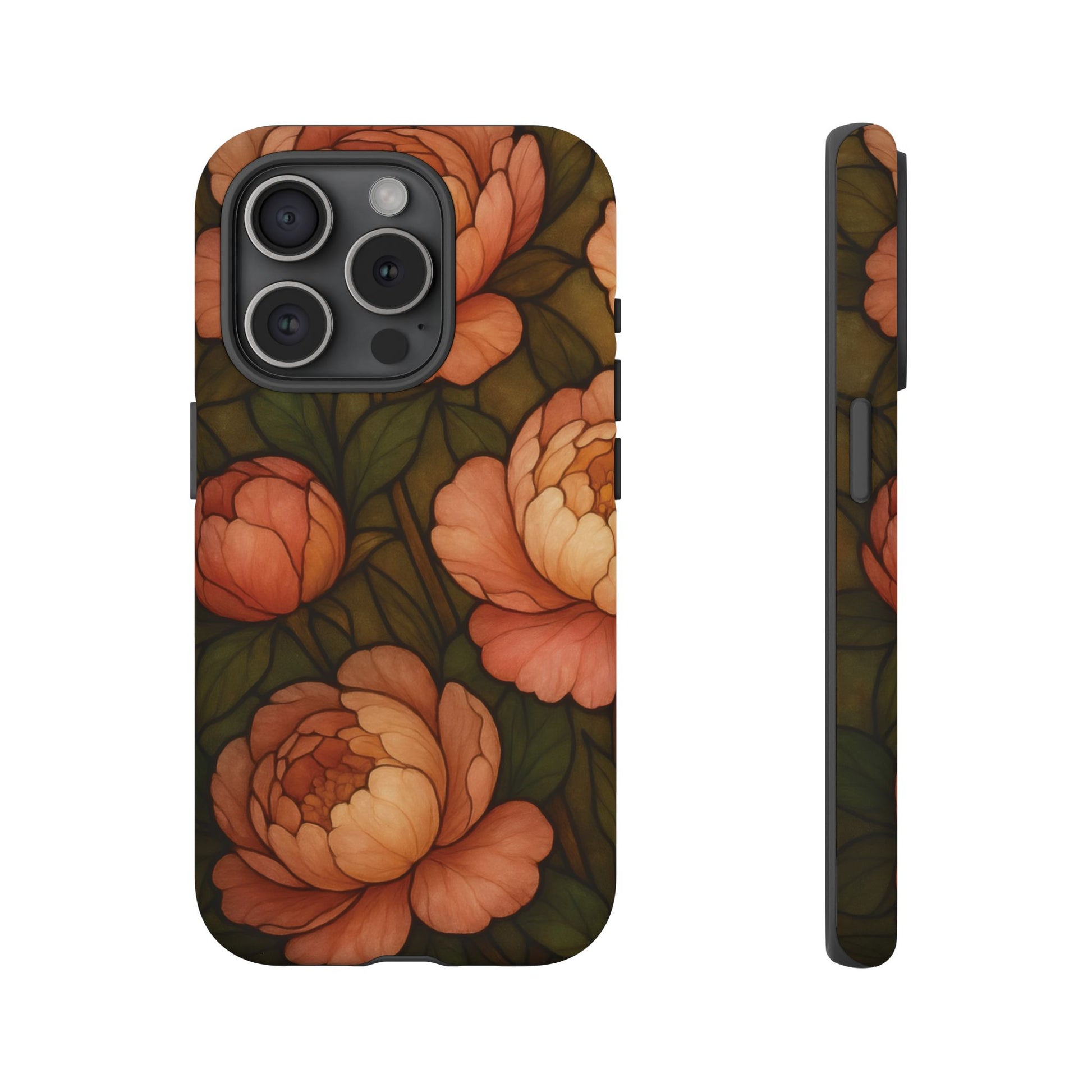 iPhone 15 Pro phone case - Peony Stained Glass