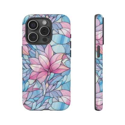 iPhone 15 Pro phone case - Pink Flower Stained Glass