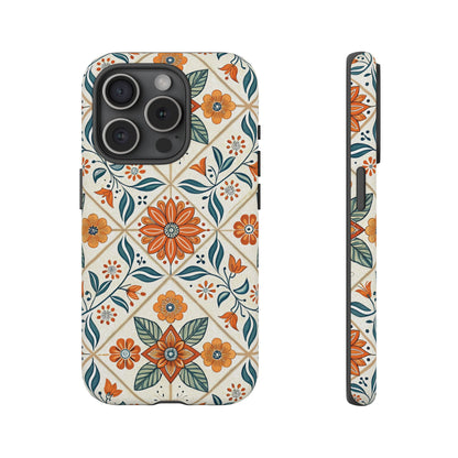 iPhone 15 Pro phone case - Tiles Floral Pattern