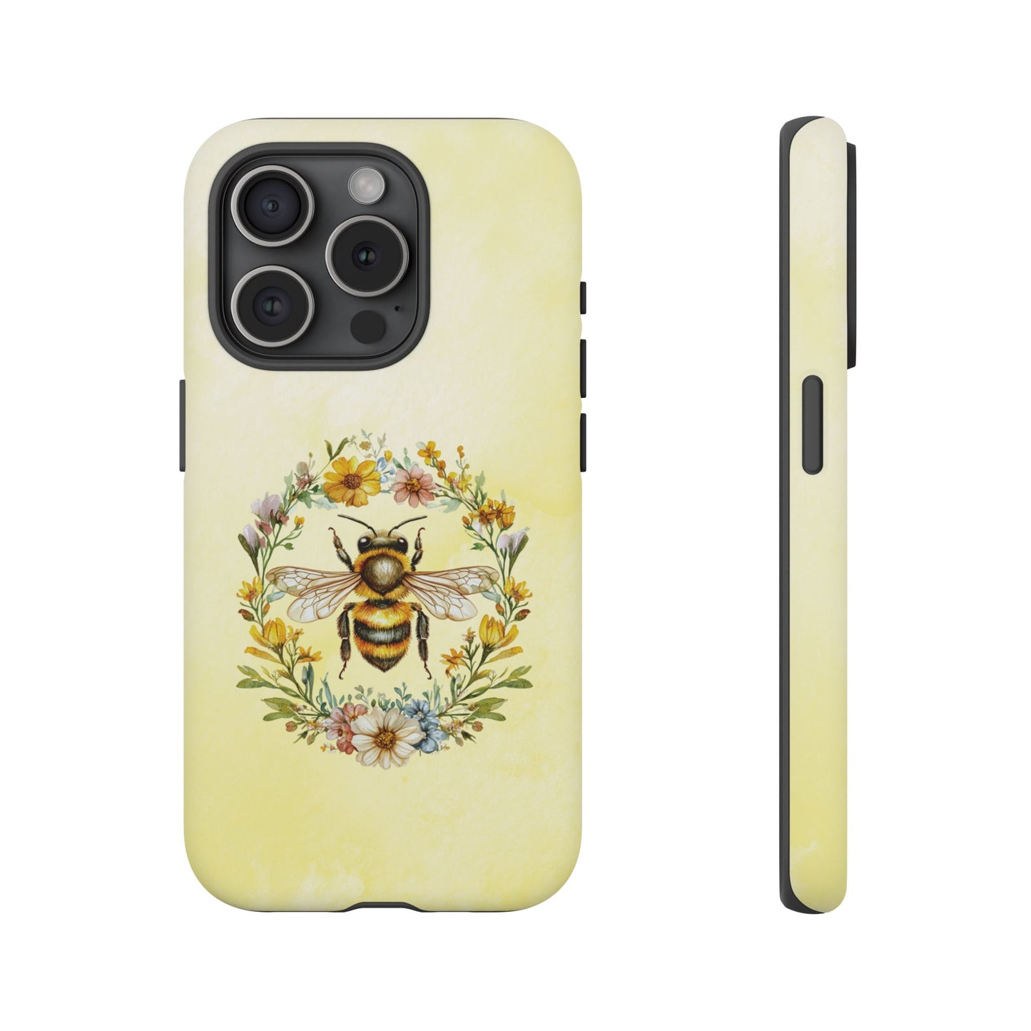 iPhone 15 Pro phone case - Whimsical Bee with Floral