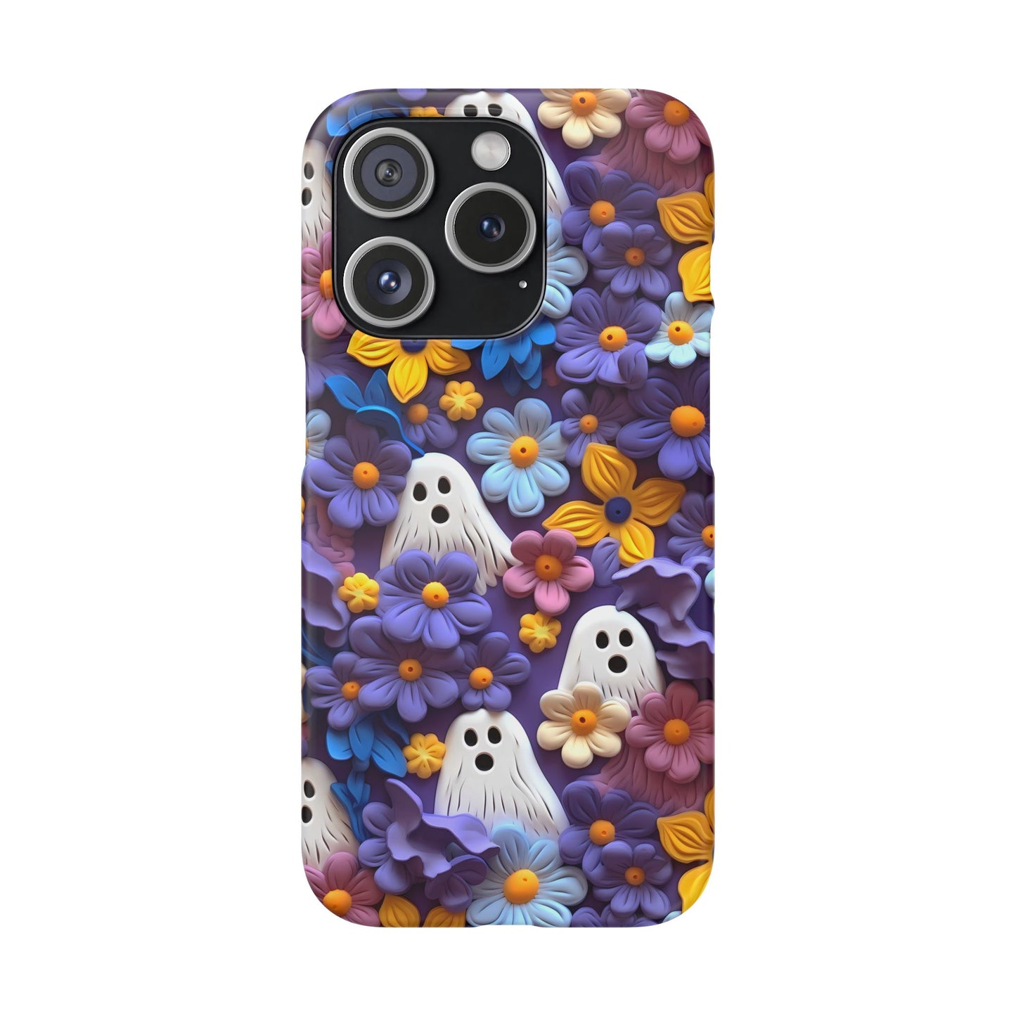 iPhone 15 Pro snap phone case - Clay Flowers& Ghosts