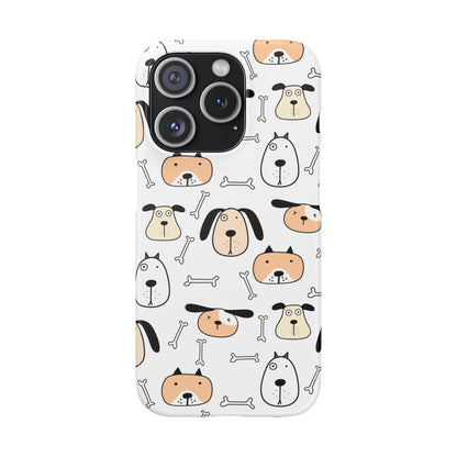 iPhone 15 Pro snap phone case - Cute Dogs and Bones