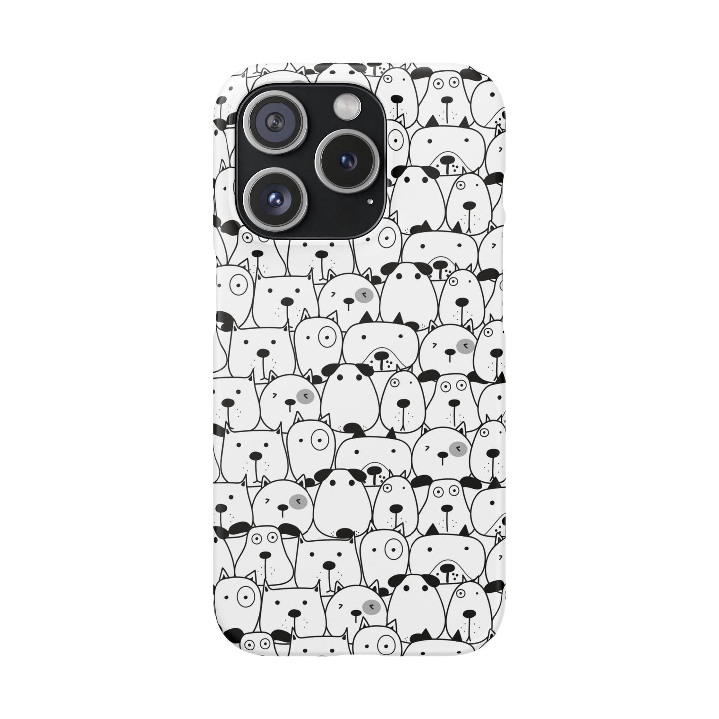 iPhone 15 Pro snap phone case - Cute Dogs Drawing