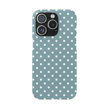 iPhone 15 Pro snap phone case - Dusty Blue Polka