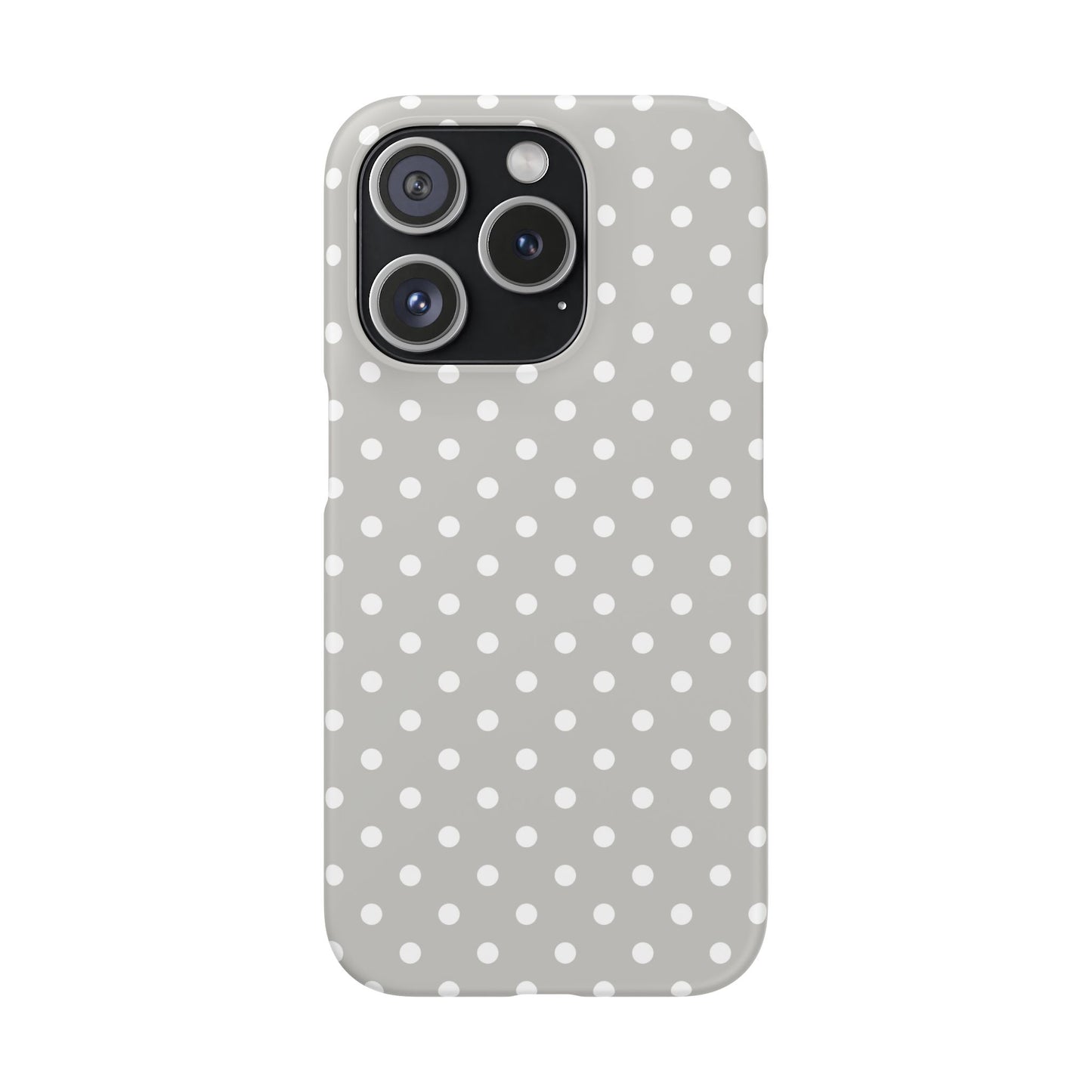 iPhone 15 Pro snap phone case - Grey Colour Polka Dots