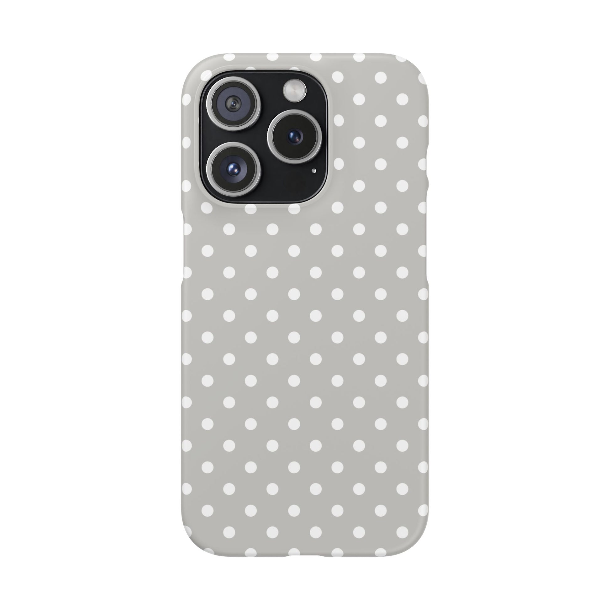 iPhone 15 Pro snap phone case - Grey Colour Polka Dots