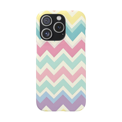 iPhone 15 Pro snap phone case - Pastel Chevron Pattern