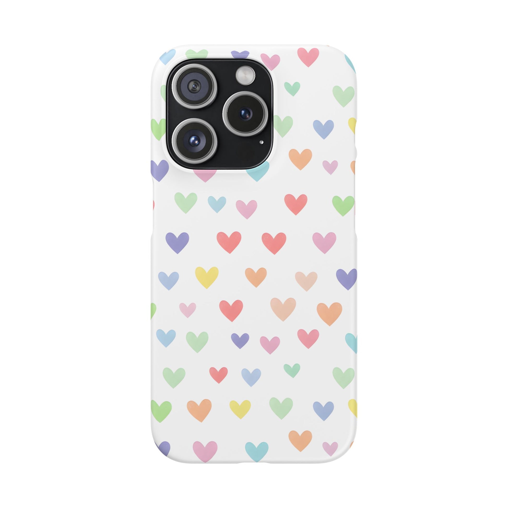 iPhone 15 Pro snap phone case - Pastel Heart Shape Pattern