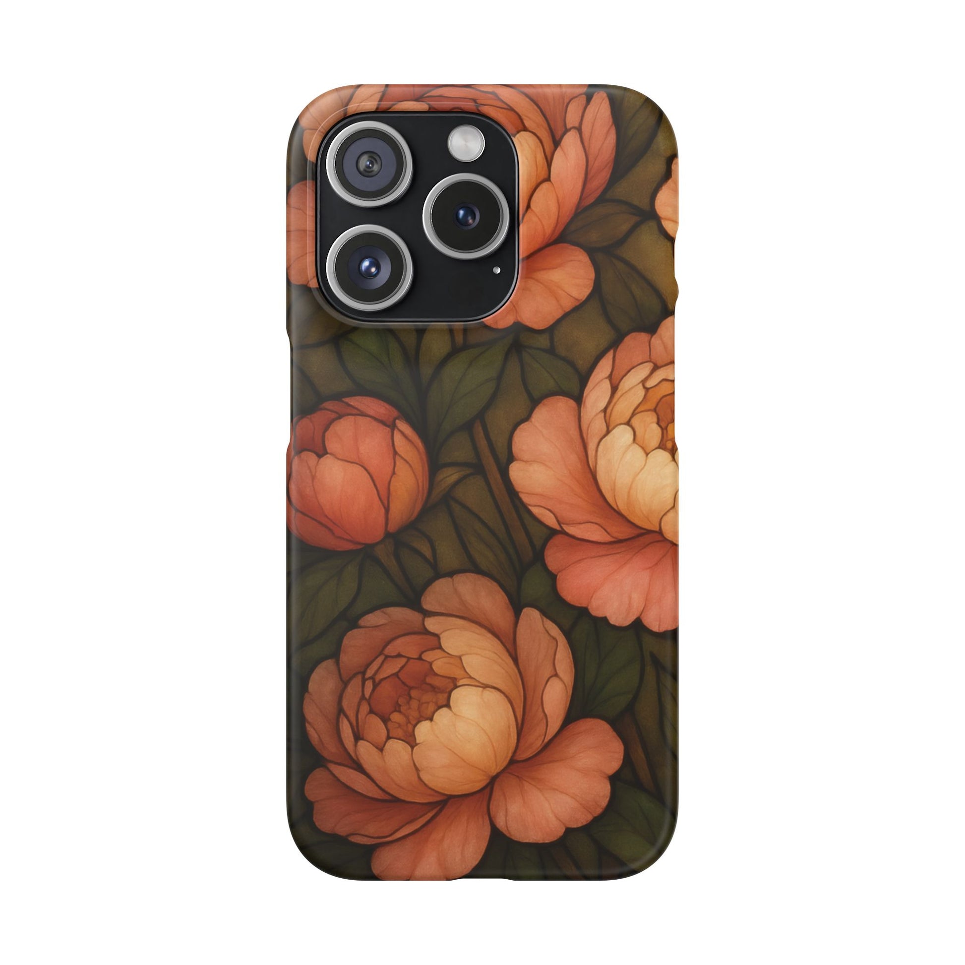 iPhone 15 Pro snap phone case - Peony Stained Glass