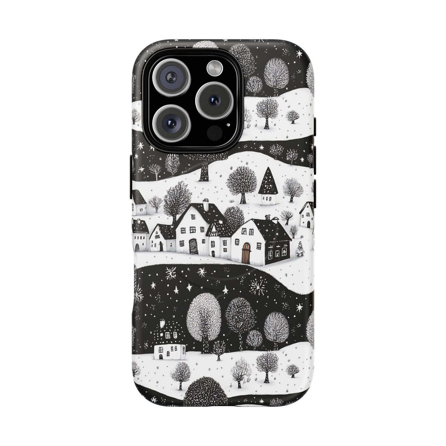 iPhone 16 Pro magsafe phone case - Winter Village Night