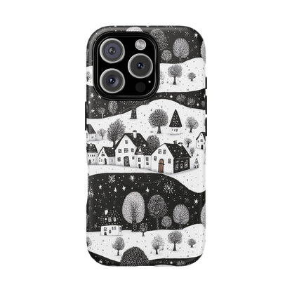 iPhone 16 Pro magsafe phone case - Winter Village Night