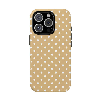iPhone 16 Pro phone case - Latte Polka Dot