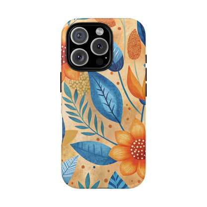 iPhone 16 Pro phone case - Orange Blue Floral