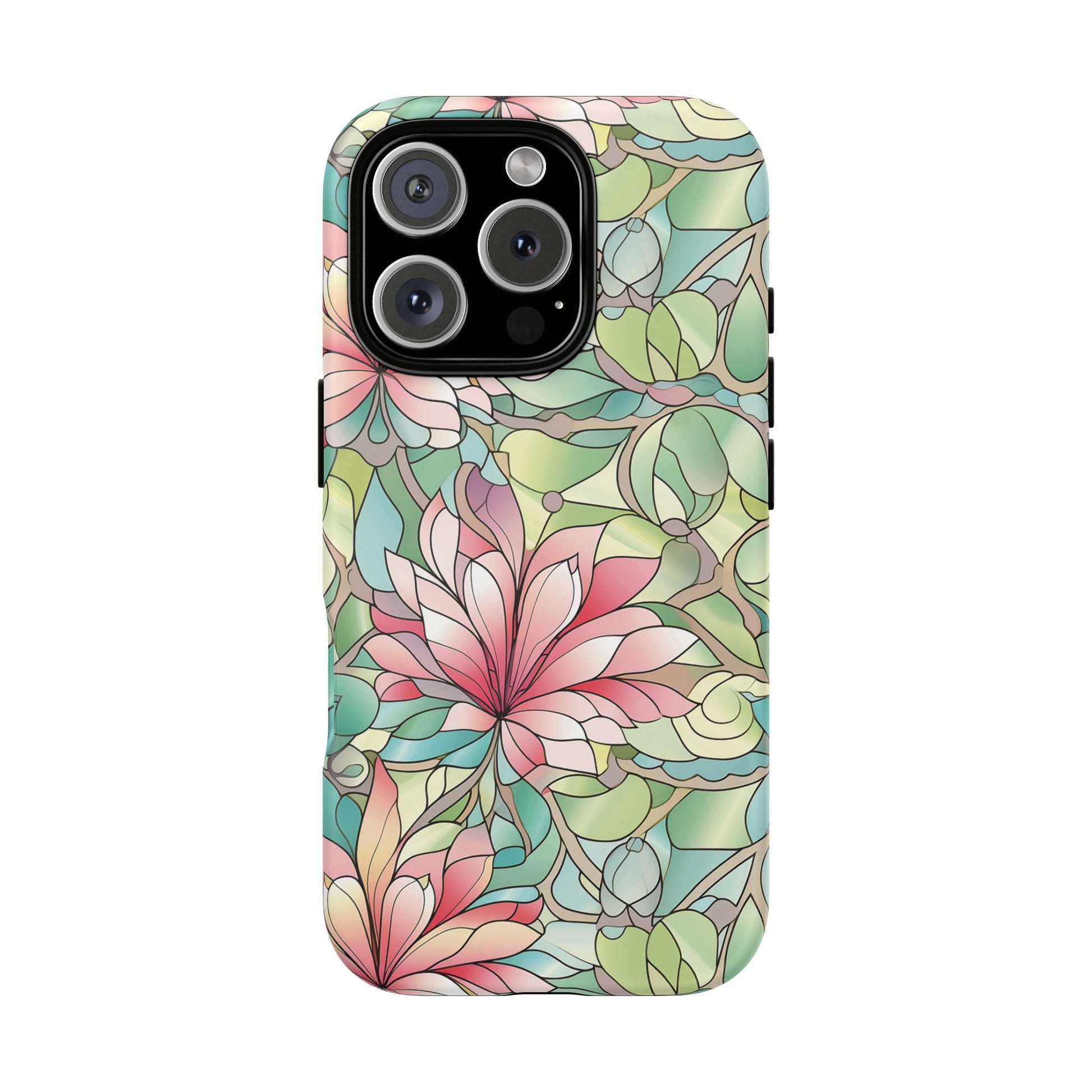 iPhone 16 Pro phone case - Pastel Flower Stained Glass