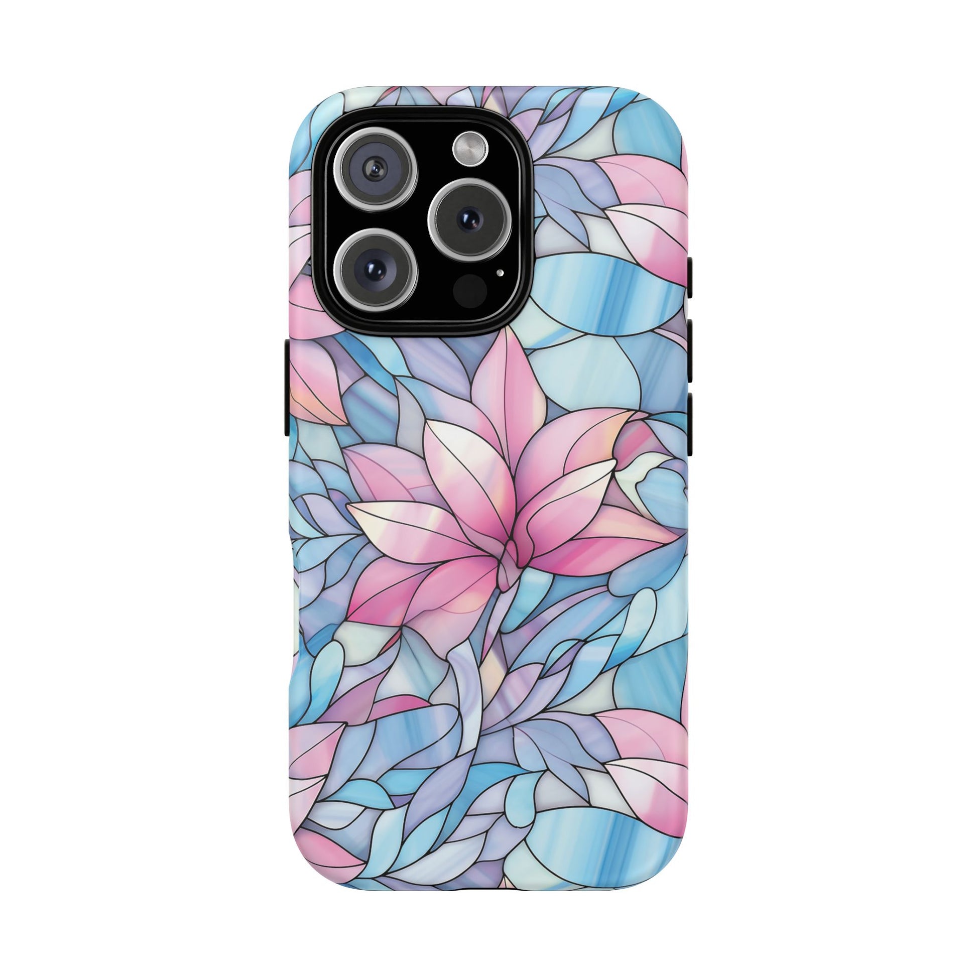 iPhone 16 Pro phone case - Pink Flower Stained Glass